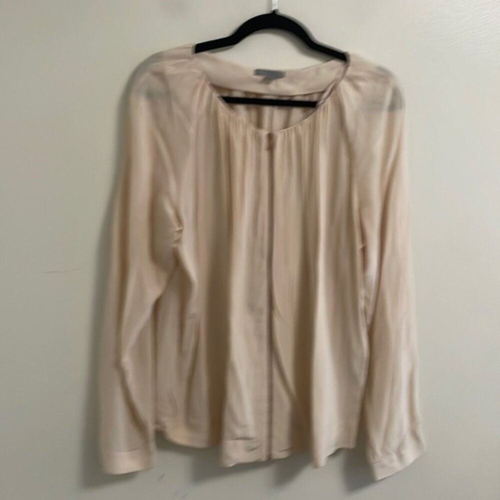 Cos women’s 100% silk zip up shirt blouse nude cream size 14